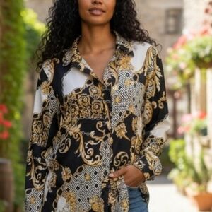 Timing Black and Gold Long Sleeve Dress